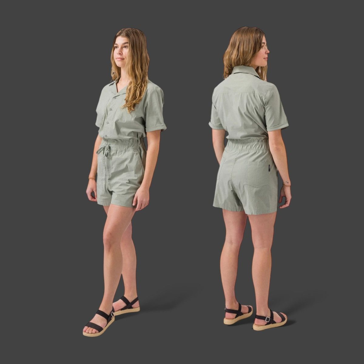 Flylow Flylow Women’s Sage Green Around Town Shorts Romper Sz M Size 30" / US 8 / IT 44 - 4 Thumbnail