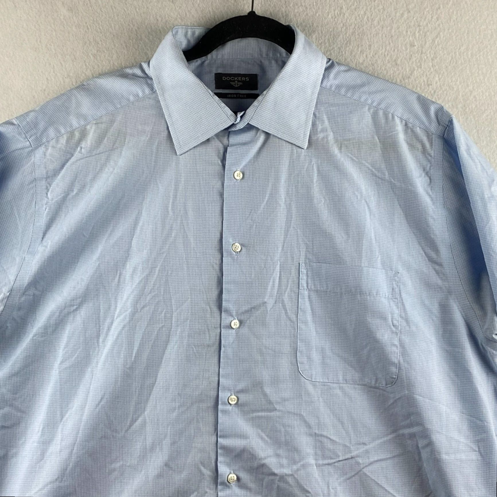 Dockers DOCKERS Button-Up Shirt Mens XL Blue Cotton Front Pocket Long Sleeve Knit Check-Pattern Size US XL / EU 56 / 4 - 2 Thumbnail