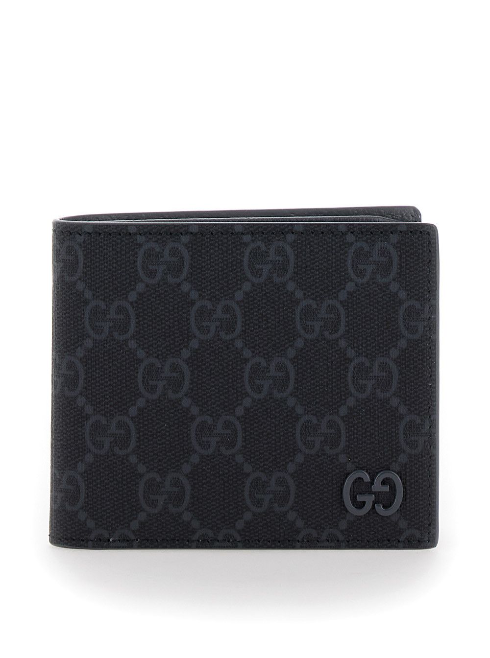 Black Bifold Wallet with Double G in GG Supreme Canvas Man