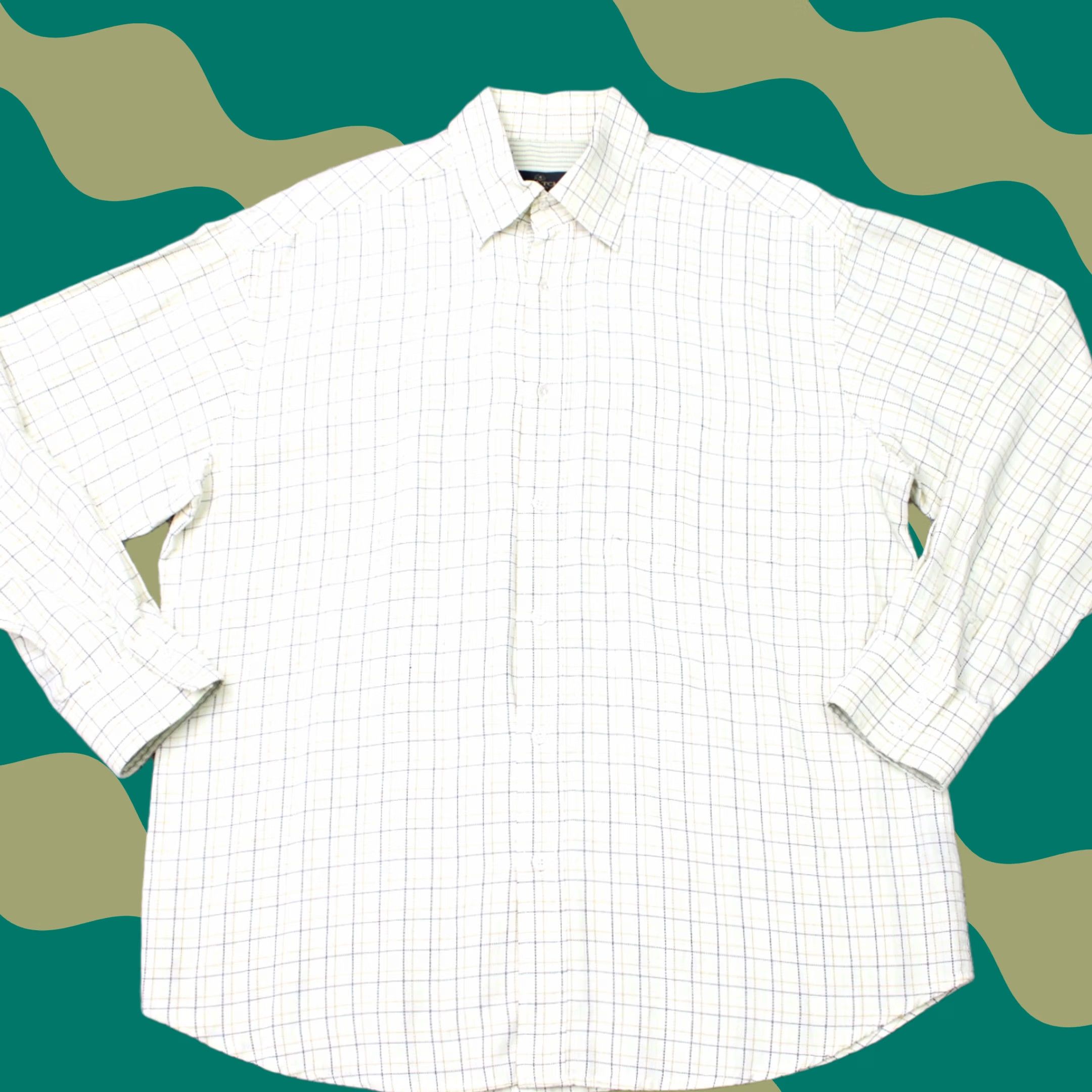 BUGATCHI Bugatchi Uomo Shirt Mens Large Yellow Check Modal Rayon/Poly Blend Long Sleeve Button-Up Casual Business Size US L / EU 52-54 / 3 - 1 Thumbnail
