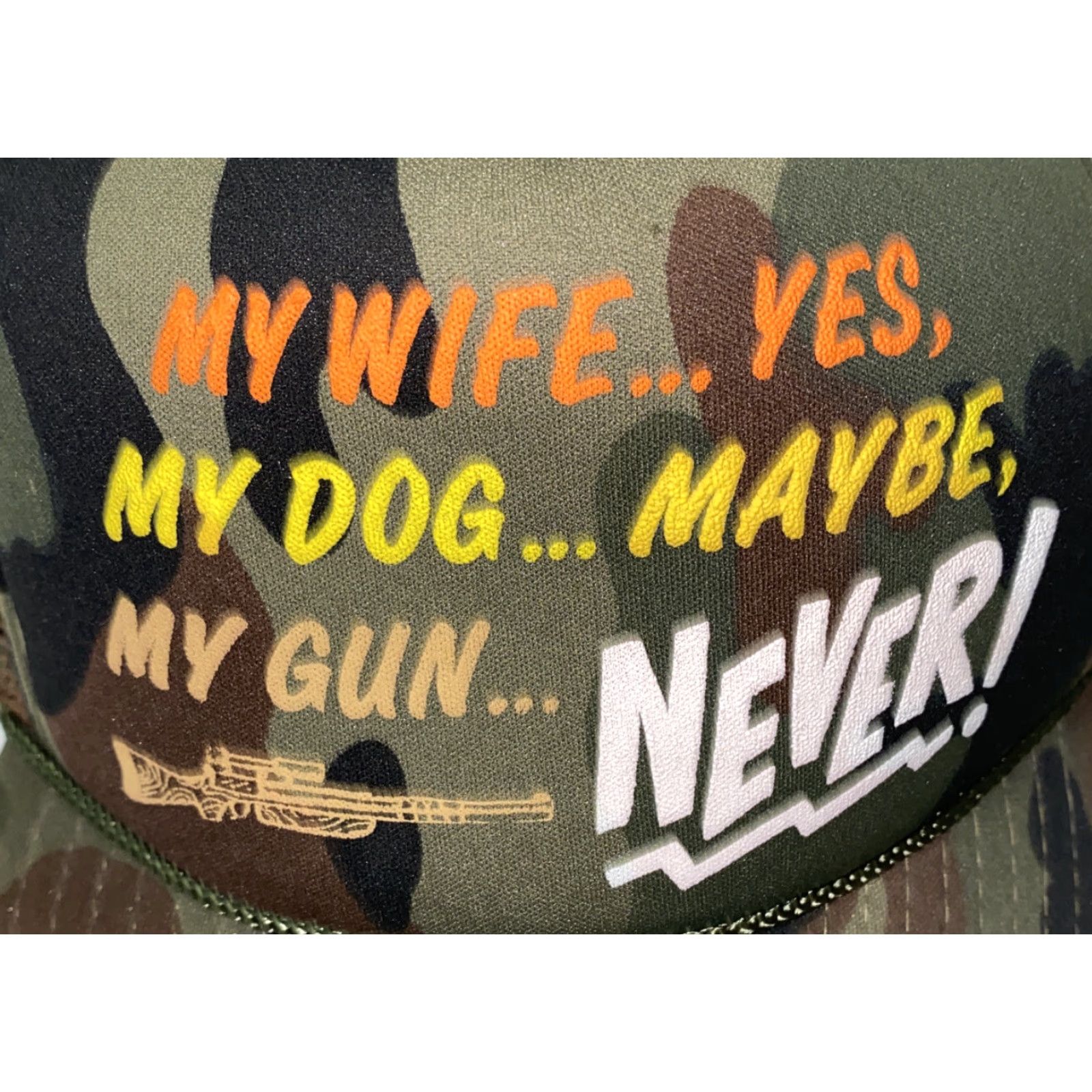 Vintage Cobra Cap Camouflage Adjustable Hat Mens Snapback "My Wife Yes My Dog Maybe My Gun Never" Size ONE SIZE - 2 Thumbnail