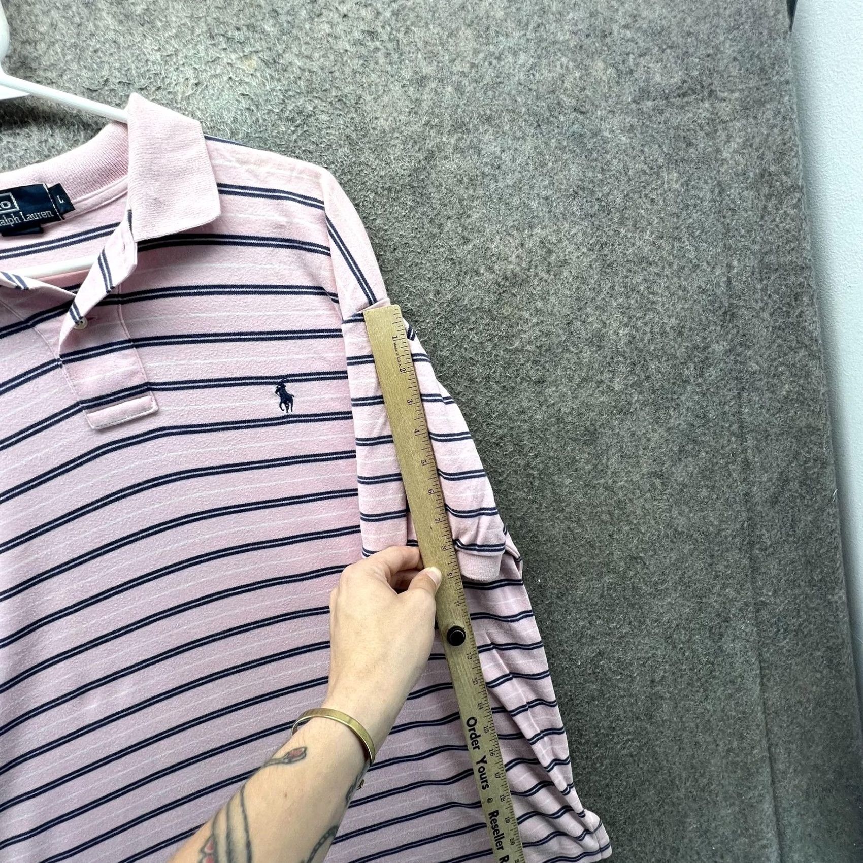 Polo Ralph Lauren Polo by Ralph Lauren Polo Shirt Mens L Pink Stripe Pony Logo Short Sleeve Size US L / EU 52-54 / 3 - 4 Thumbnail