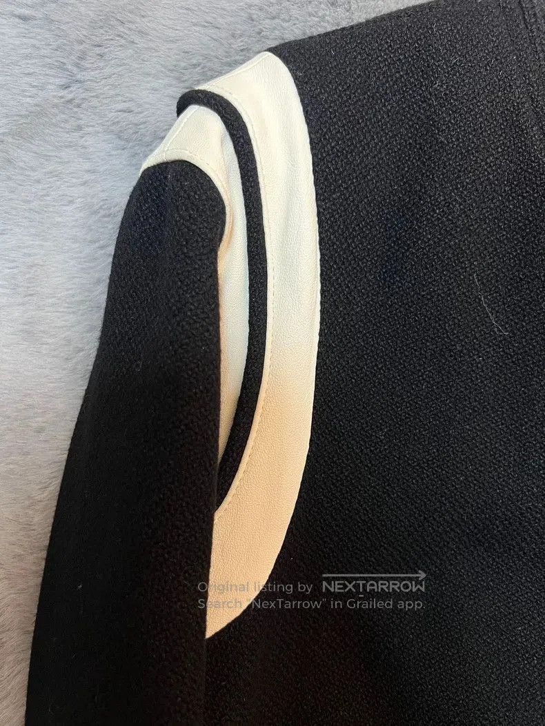 Hedi Slimane Saint Laurent Black and White Patchwork Leather Wool Baseba Size US M / EU 48-50 / 2 - 6 Thumbnail
