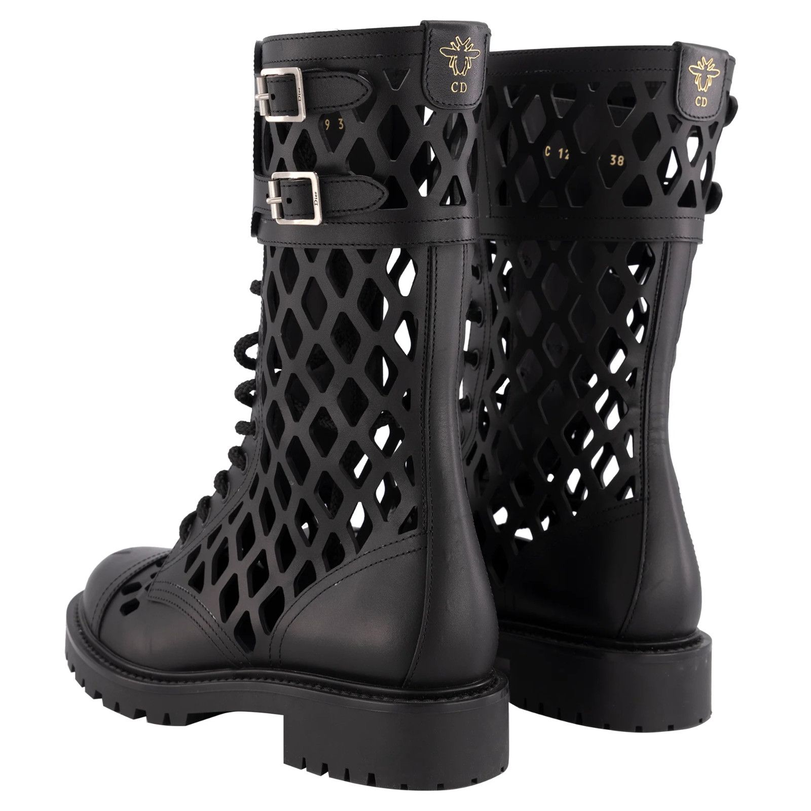 Dior Dior D-Trap Black Leather Cut Out Military Combat Lace Up Size US 6 / IT 36 - 12 Thumbnail