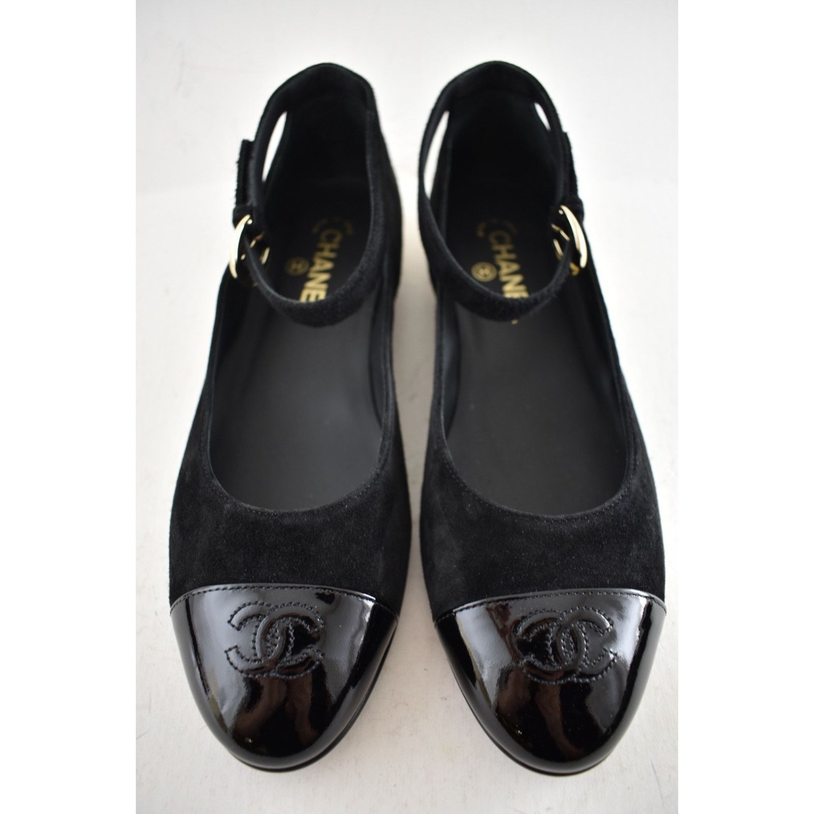 Chanel Chanel Black Suede Patent CC Mary Jane Flat 40 Size US 9 / IT 39 - 5 Thumbnail