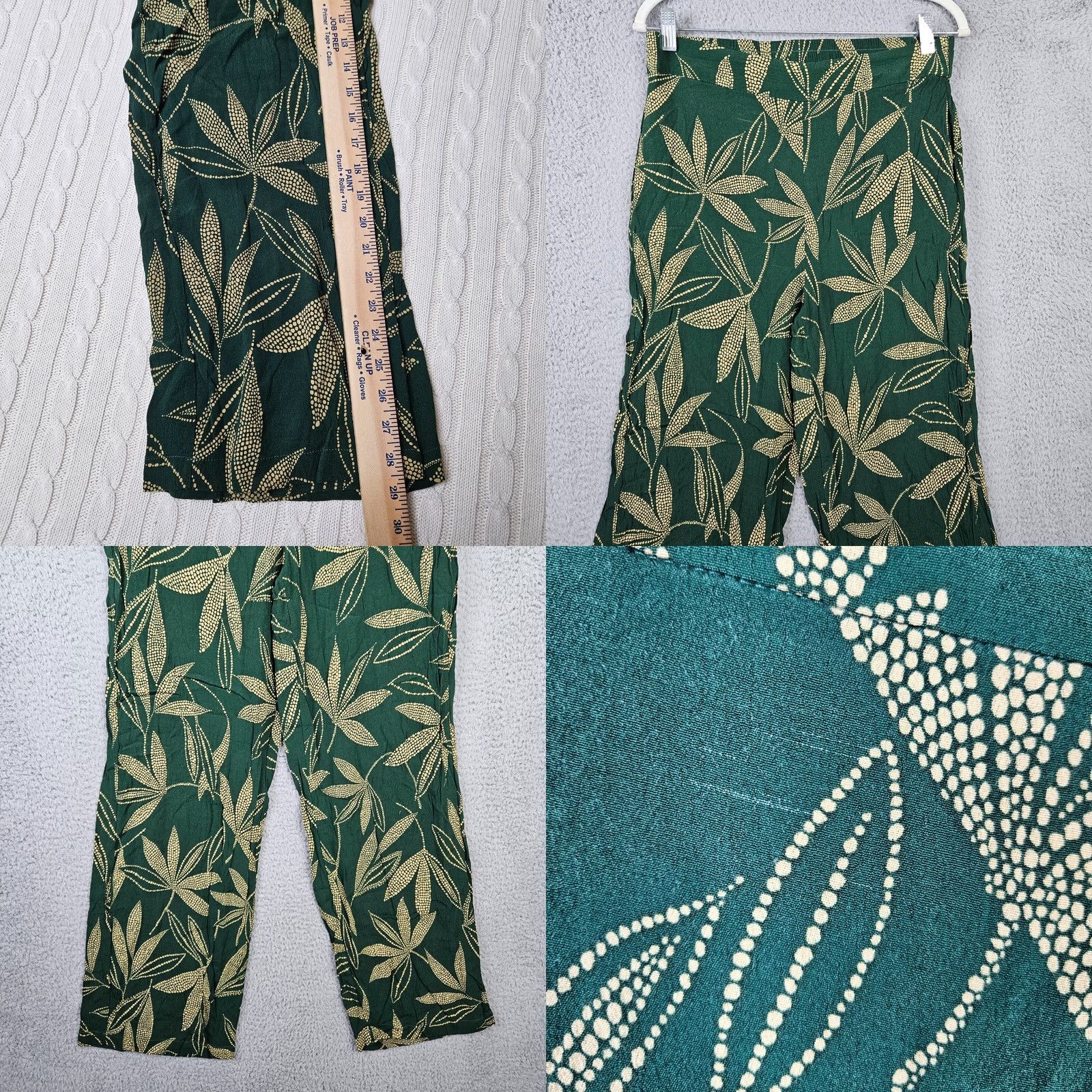 Mango MNG By Mango Women's Wide leg Floral Print Casual Pant Size L Regular Green - Pants, Casual, Floral, Wide-Leg, Spring/Summer, Mango, Regular, Button Size 36" / US 14 / IT 50 - 8 Thumbnail