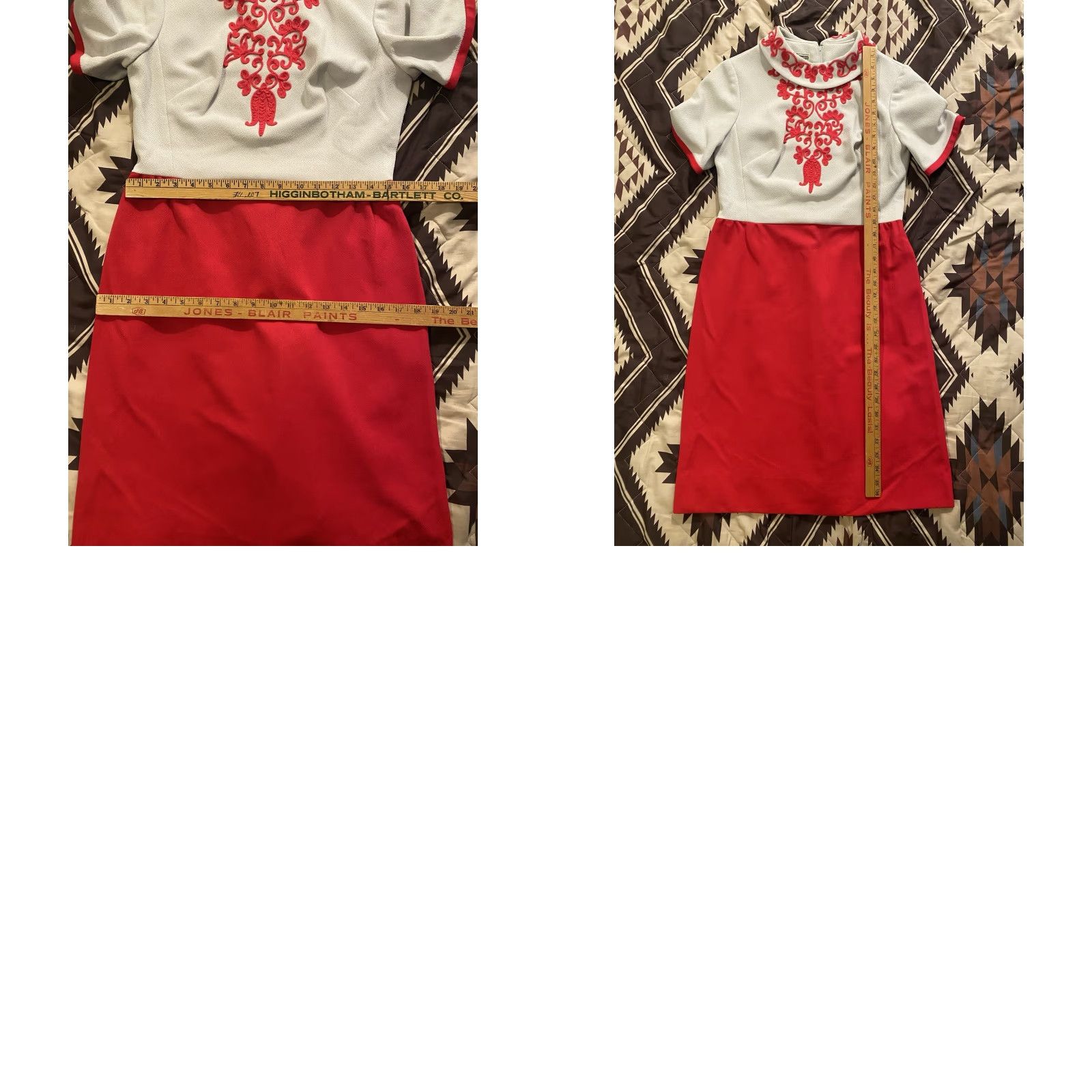 Vintage VINTAGE Edith Flagg Dress Crimplene MOD MCM Embroidered White/Pink Women's M Size S / US 4 / IT 40 - 8 Thumbnail