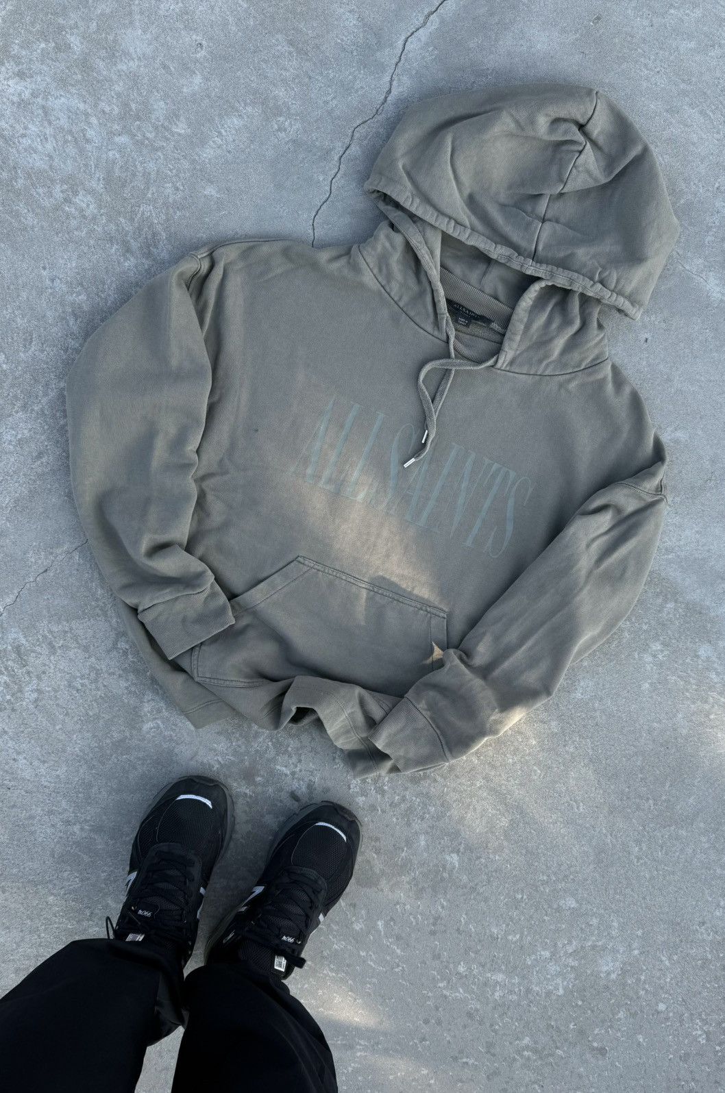 Allsaints Allsaints Vintage Big Logo Hype Khaki Y2K Split Hoodie Size US M / EU 48-50 / 2 - 4 Thumbnail