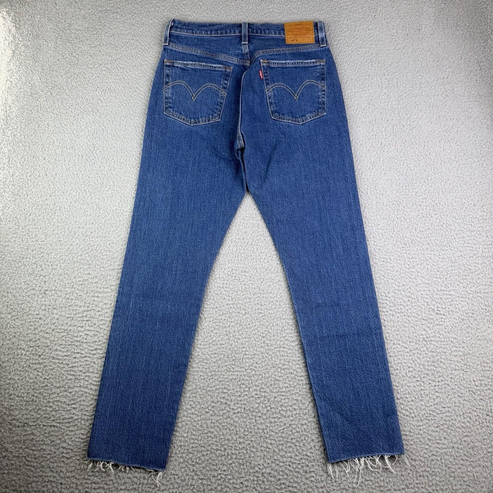 Levi's Levis 501 S Skinny Button Fly Raw Hem Jeans Women's 28x28 Size 28" / US 6 / IT 42 - 2 Thumbnail