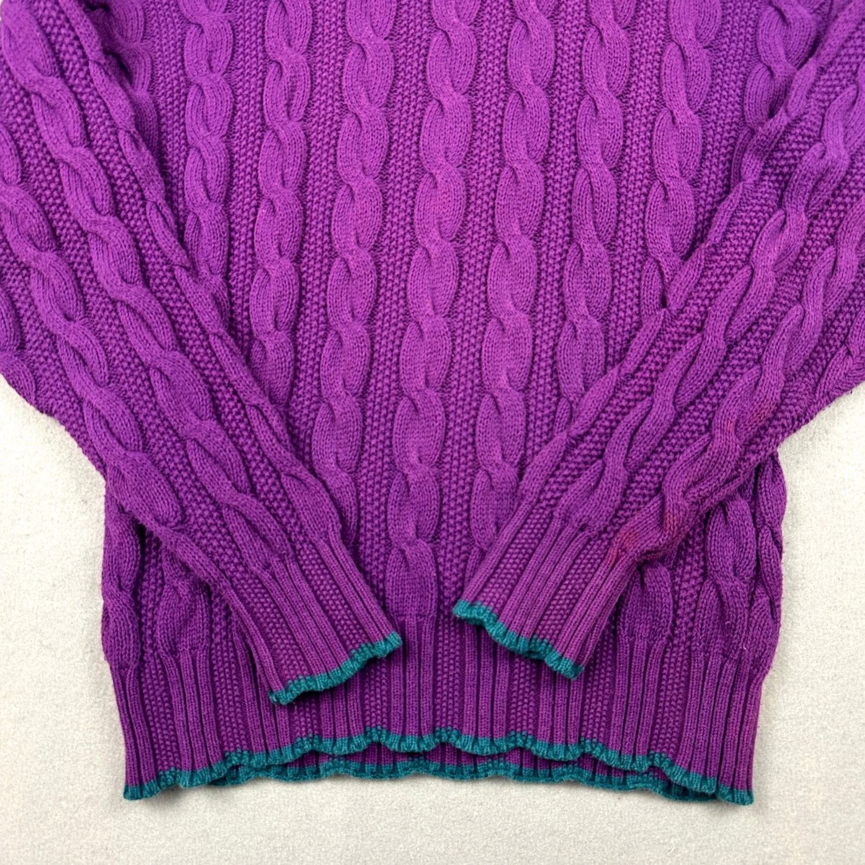 Alexander Julian VINTAGE Alexander Julian Sweater Men XL Purple Pullover Cable-Knit USA Size US XL / EU 56 / 4 - 3 Thumbnail