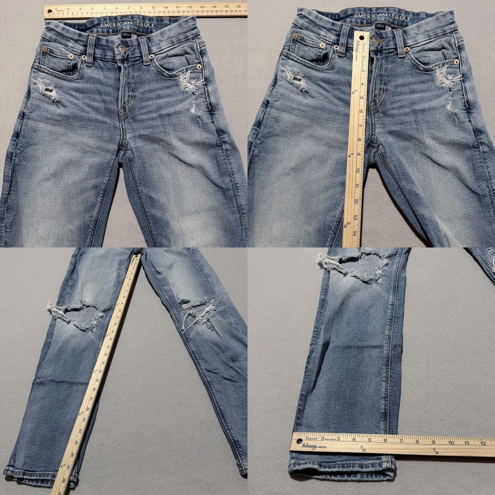 American Eagle Outfitters American Eagle Jeans Women Blue Denim Distress Stretch Mid Rise 00 Size 24" / US 00 / IT 34 - 9 Thumbnail