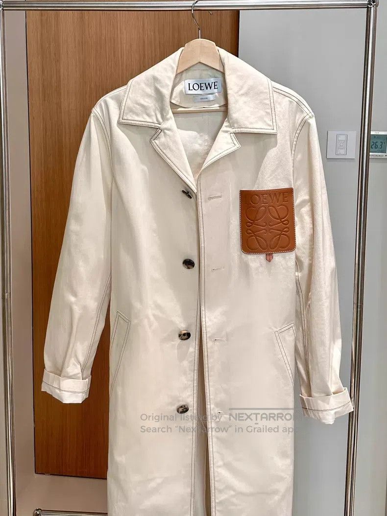 Loewe Loewe Beige Windbreaker Coat, Long, Leather Patch, Unisex Size US S / EU 44-46 / 1 - 2 Thumbnail