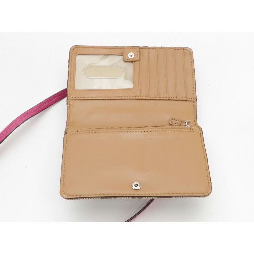 Coach Coach Signature Canvas Penny Crossbody Wallet – Khaki & Pink Size ONE SIZE - 4 Thumbnail