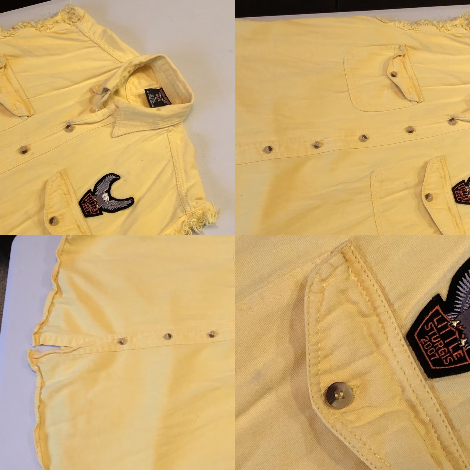 Vintage Revolution Gear Little Sturgis KY Rally 2007 Yellow Sleeveless Denim Shirt Mens XL Size US XL / EU 56 / 4 - 8 Thumbnail