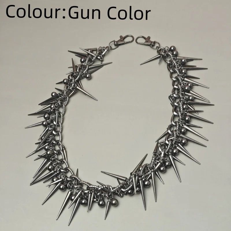Jewelry Black Gun Plated Rivet Metal Pants Chain Size ONE SIZE - 5 Thumbnail