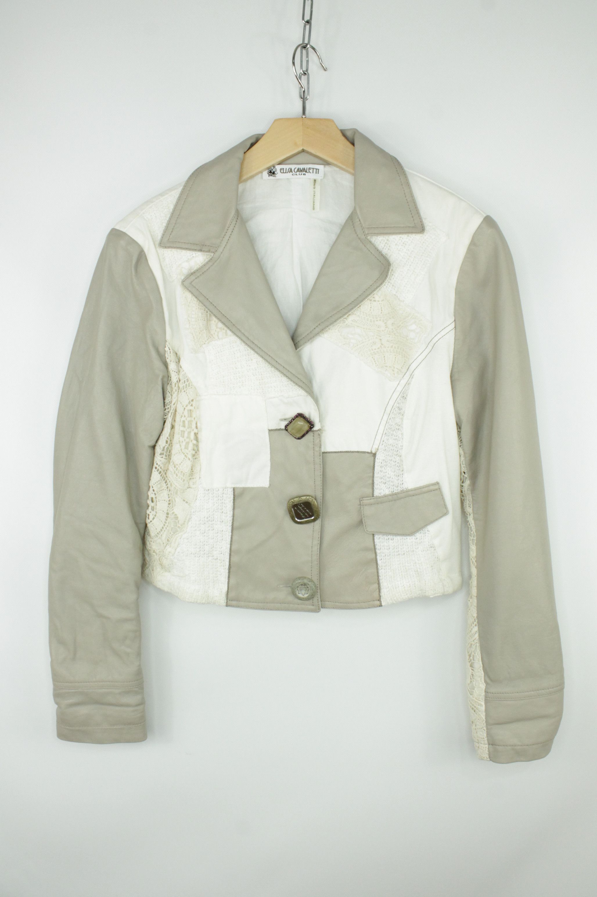Elisa Cavaletti Club Leather Embroidered Cropped Jacket