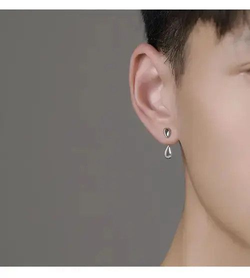Jewelry × Other 925 Silver Plated Teardrop Stud Earrings for Men Women Size ONE SIZE - 1 Thumbnail