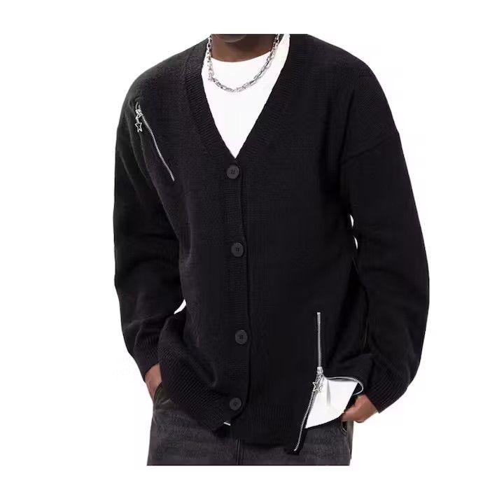 Black Knit Button Up Cardigan Sweater