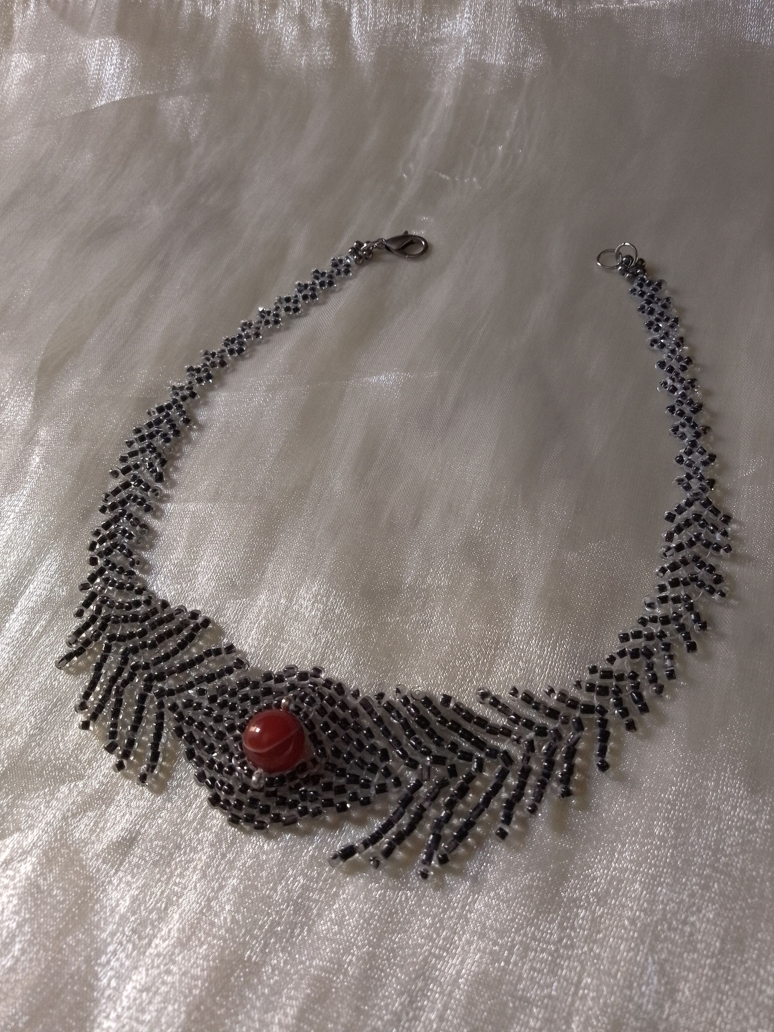Handmade Necklace Choker. Black sexy with red carnelian gemstone Size ONE SIZE - 7 Thumbnail