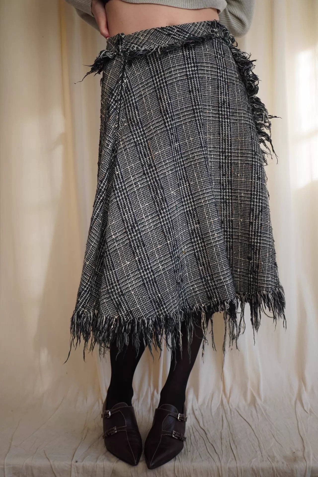 Vivienne Westwood Vivienne Westwood 1997ss Tweed Fringe Dress Green Lav Size 32" / US 10 / IT 46 - 4 Thumbnail