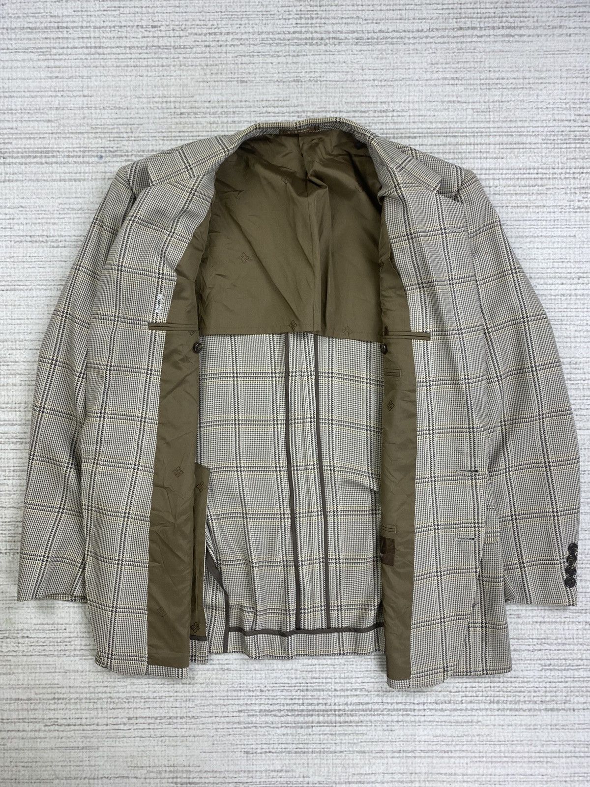 Givenchy × Vintage Vintage GIVENCH Grey Plaid Luxury Suit Blazer Size US M / EU 48-50 / 2 - 5 Thumbnail
