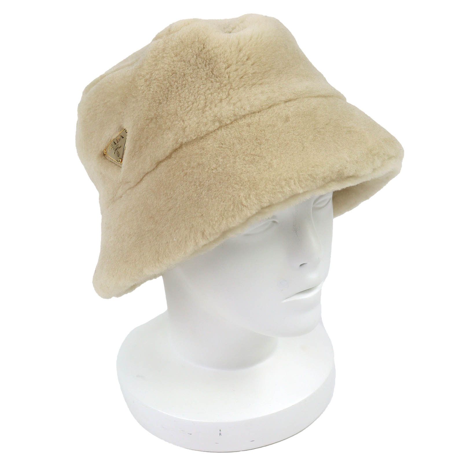 Prada Prada Prada Triangle logo Sheepskin Bucket Hat Fur Hats 1HC137 DUTY FREE for USA Size ONE SIZE - 1 Thumbnail