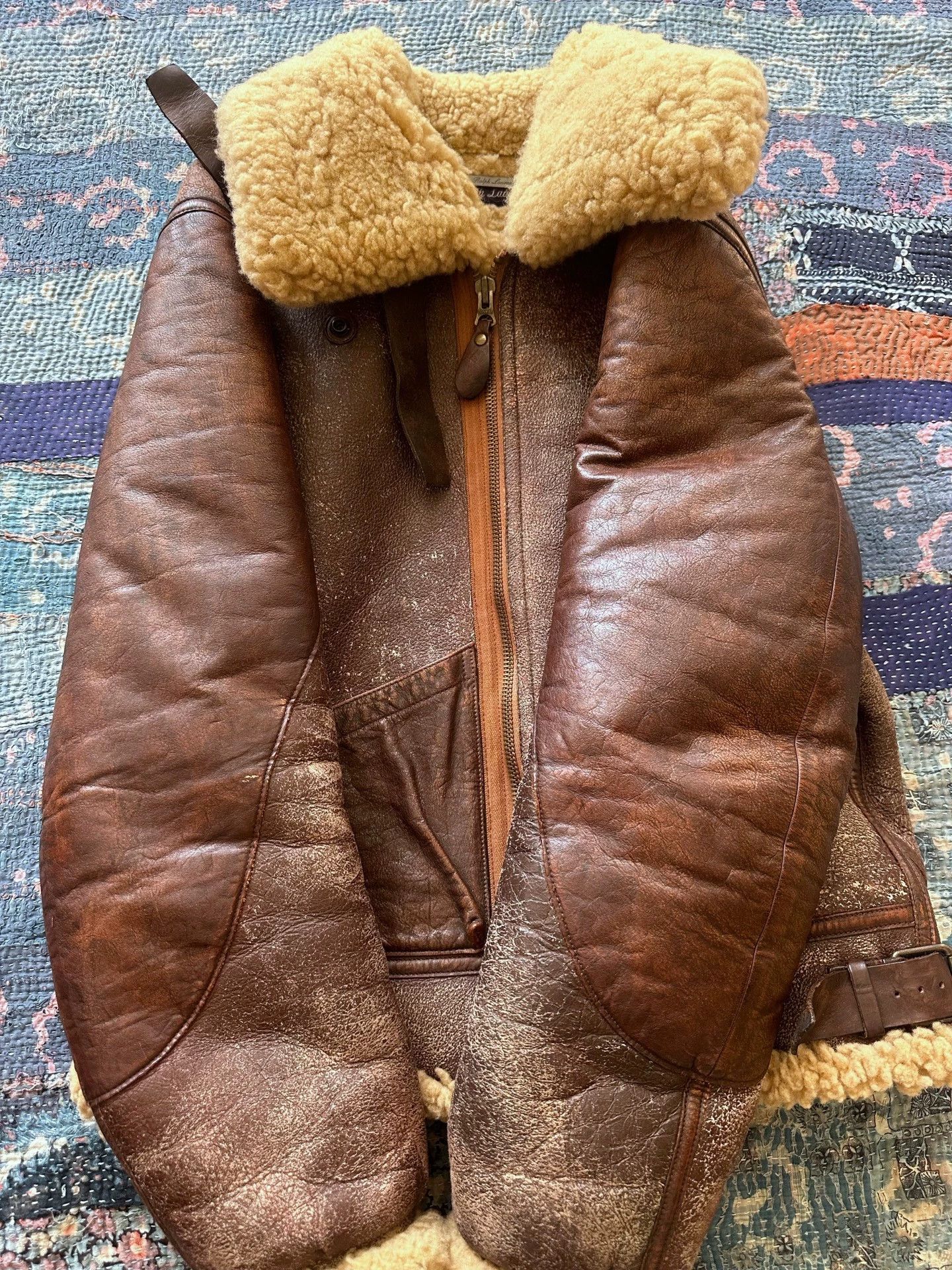 RRL Ralph Lauren RL RRL Purple Label B3 Crackled Fur-Lined Leather S Size US S / EU 44-46 / 1 - 3 Thumbnail