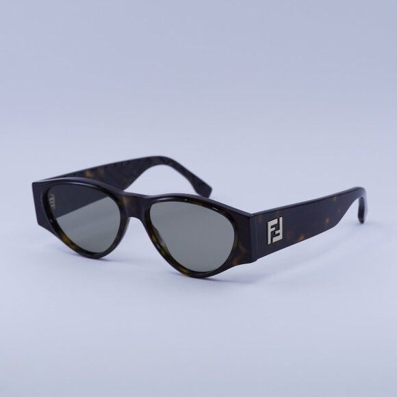 Fendi FE40158I 52E Sunglasses Dark Havana Oval Frame, Brown