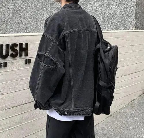 Other Retro Black Oversized Harajuku Denim Jacket Size US M / EU 48-50 / 2 - 2 Thumbnail