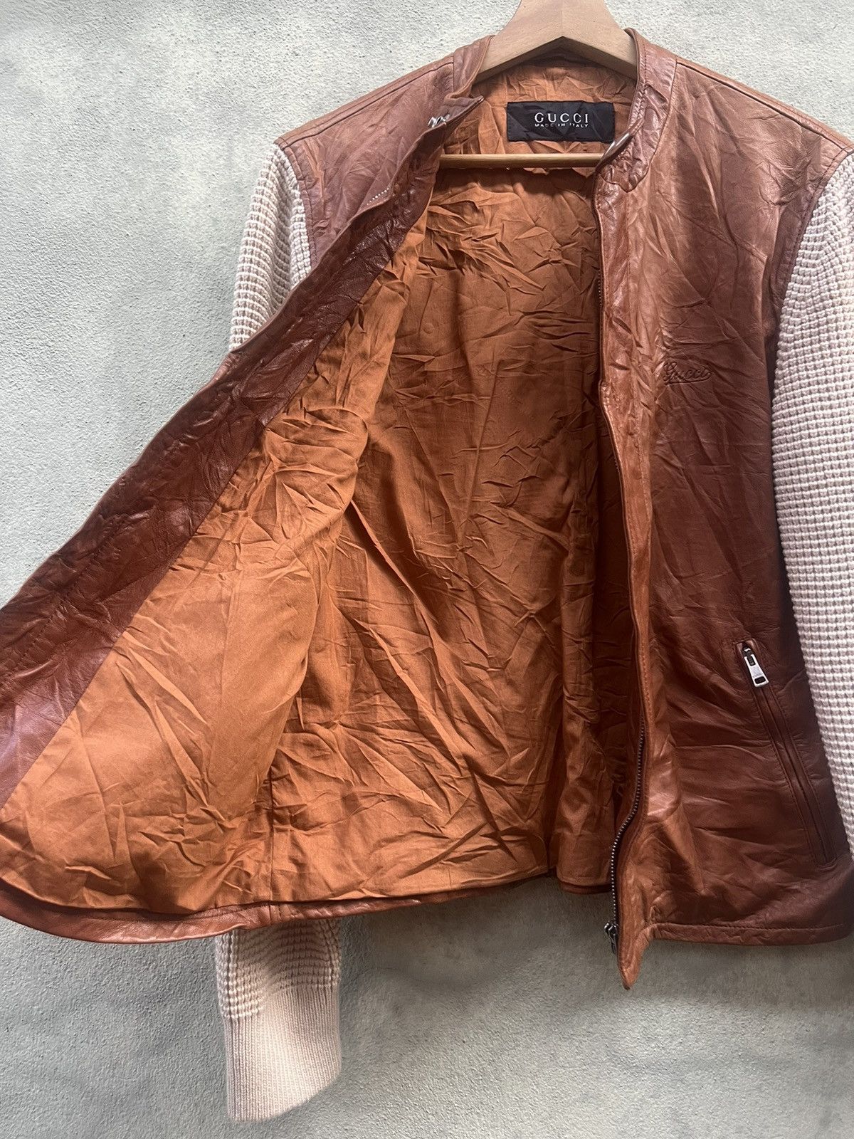 Gucci Gucci Authentic Leather & Knitted Leather Jacket Size US M / EU 48-50 / 2 - 4 Thumbnail