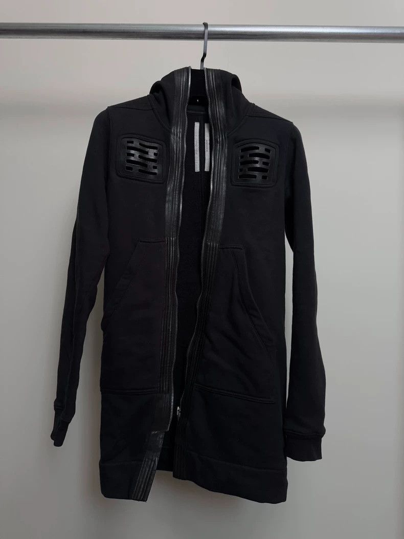 Rick Owens Rick Owens Dark black sheepskin paneled cut-out long zip h Size US XS / EU 42 / 0 - 1 Thumbnail