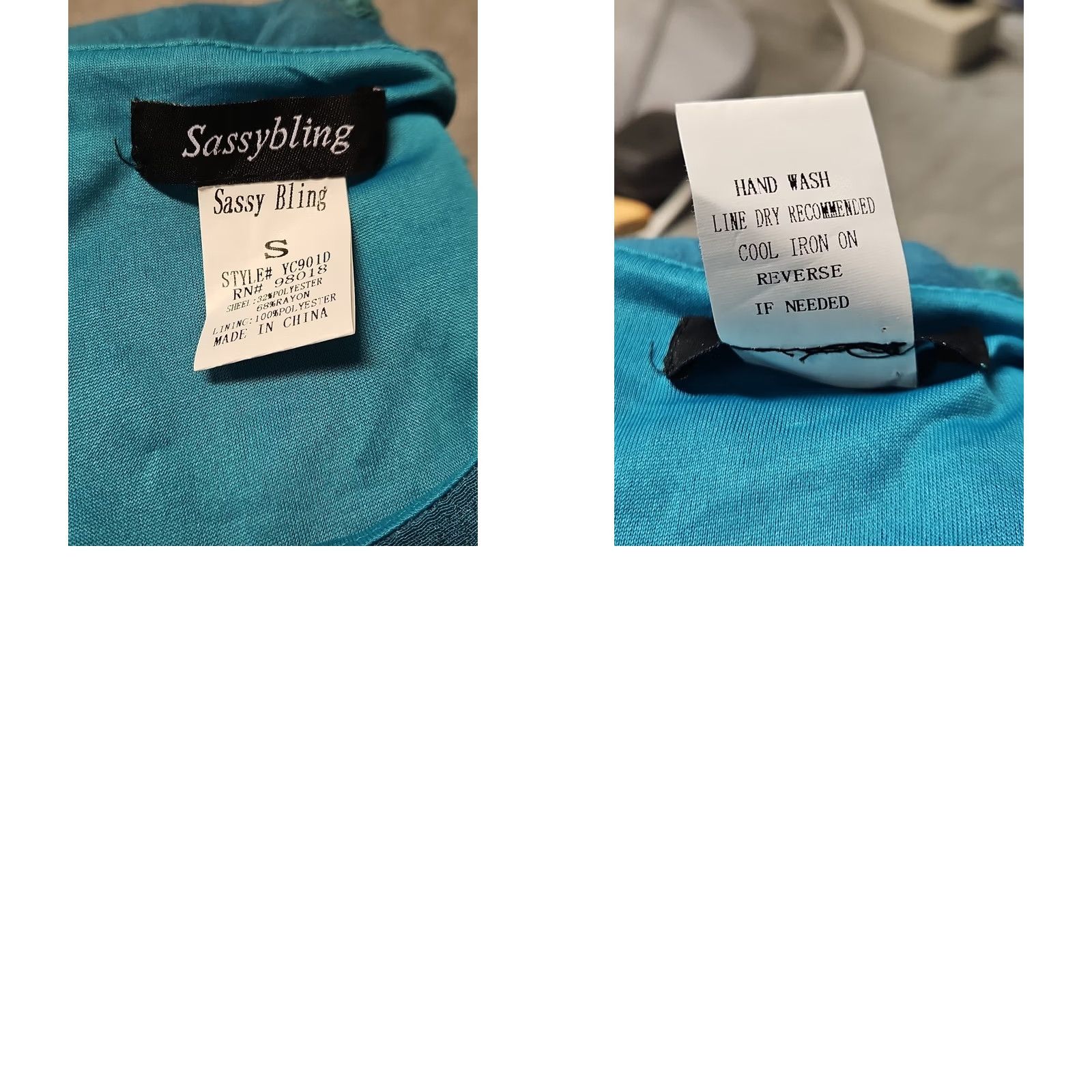 Bell Sassybling Blouse Bell Sleeves Teal Boho Round Neck 3/4 Sleeve Small Womens Tunic Blouse Shirt Size S / US 4 / IT 40 - 8 Thumbnail