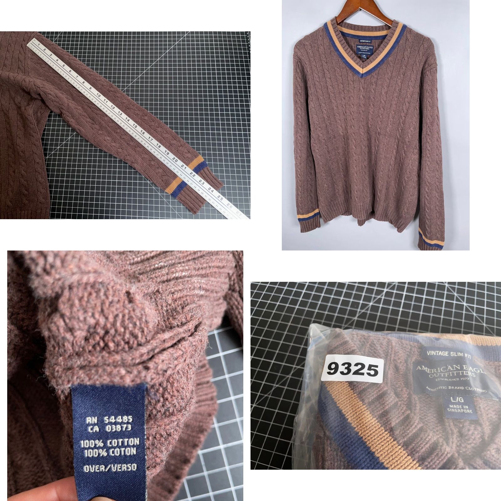 American Eagle Outfitters VINTAGE American Eagle Outfitters Men's Sweater Pullover Cable Knit Fall Winter Large Brown Casual Tennis Size US L / EU 52-54 / 3 - 8 Thumbnail