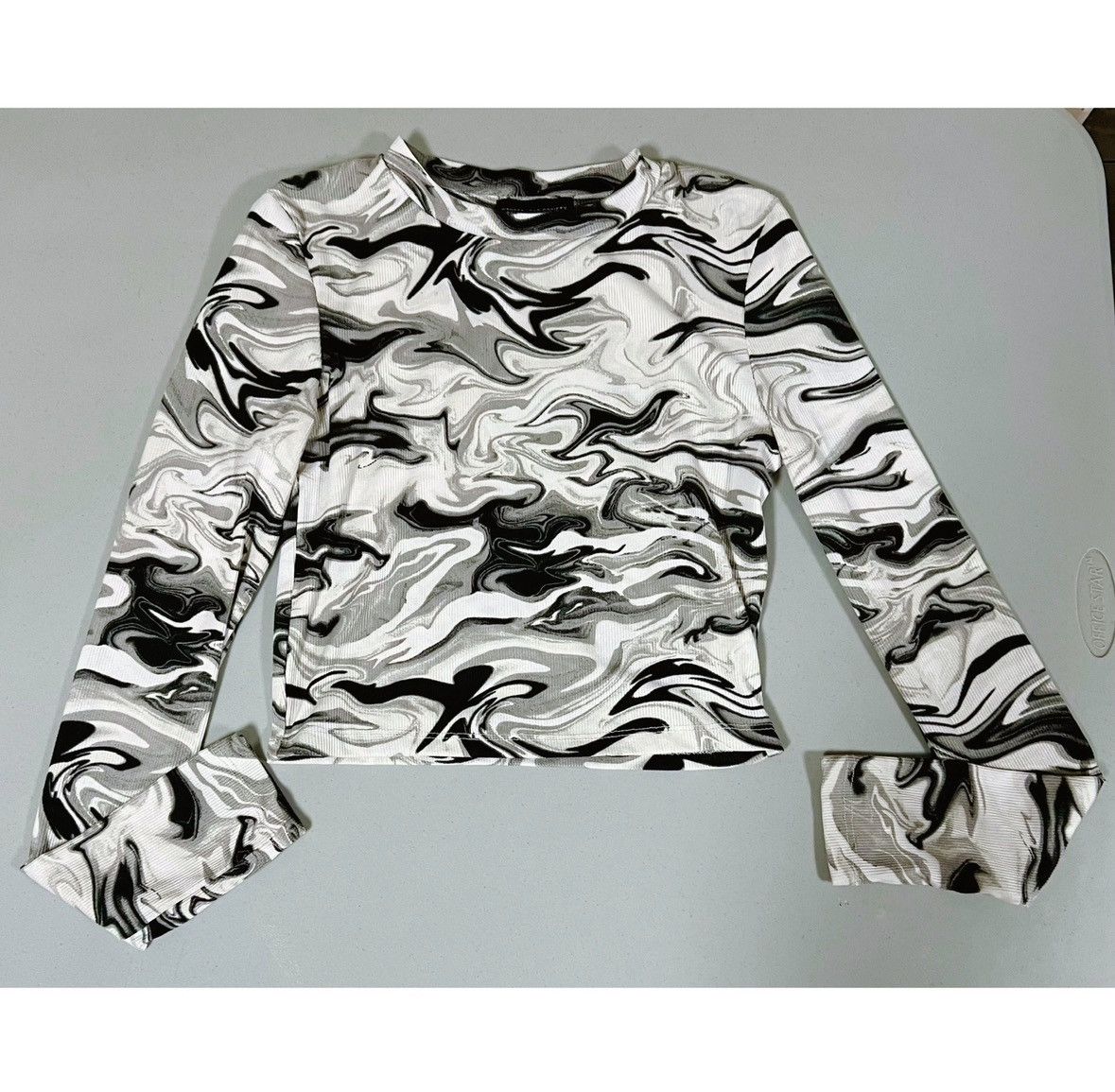 Japanese Brand Black White Gray Grey Marble Swirl T-Shirt Top Tee Size M🤍🩶🖤 Size M / US 6-8 / IT 42-44 - 1 Thumbnail