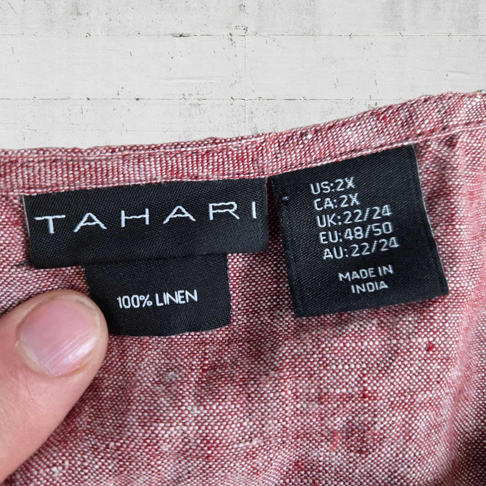 Other Tahari Washed Red Linen Peasant Blouse Size 2X Size XXL / US 16-18 / IT 52-54 - 5 Thumbnail