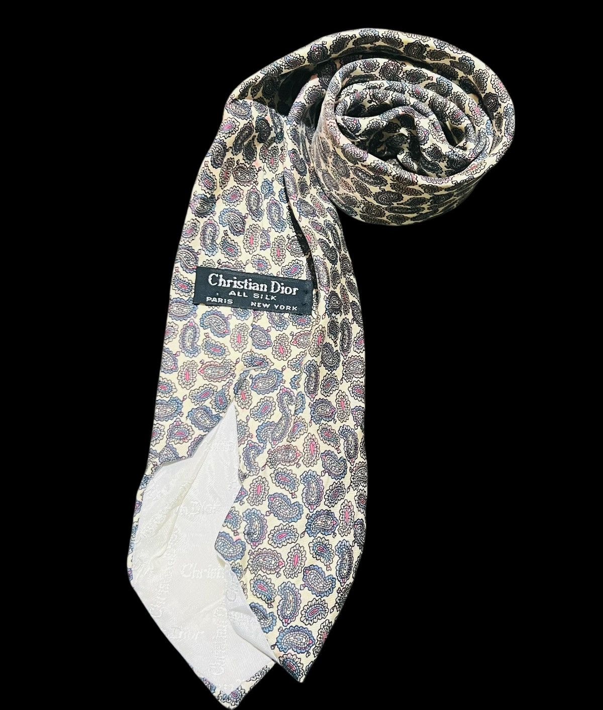 Christian Dior Monsieur Christian Dior Monsieur Paisley Silk Tie Beige Made in USA Size ONE SIZE - 3 Thumbnail