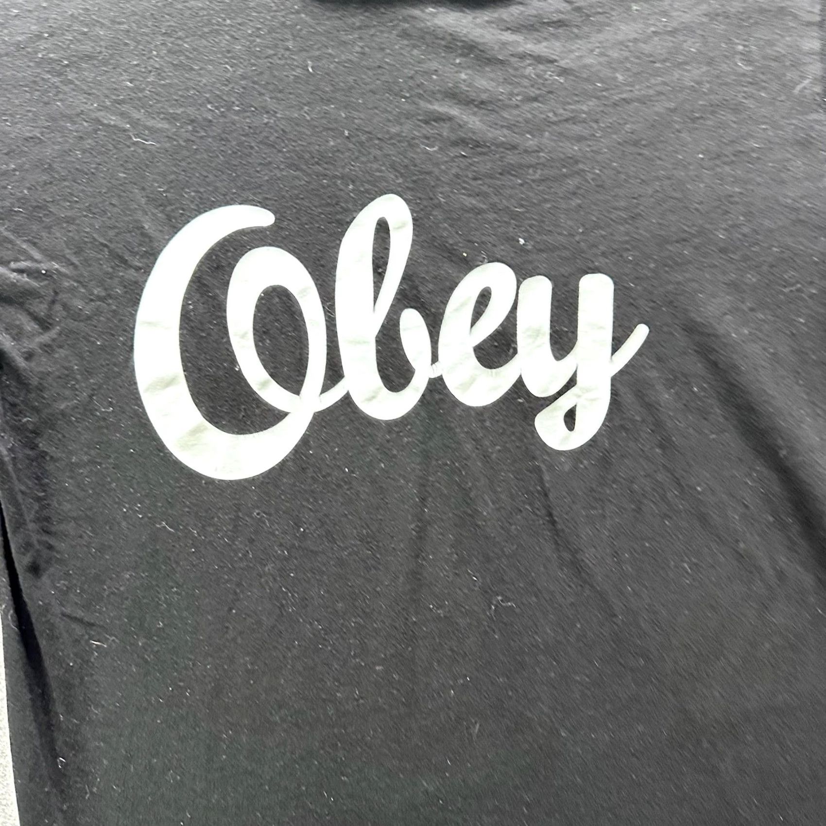 Obey OBEY Shirt Mens M Black Script Logo Graphic Tee Crewneck Jersey Cotton Size US M / EU 48-50 / 2 - 2 Thumbnail