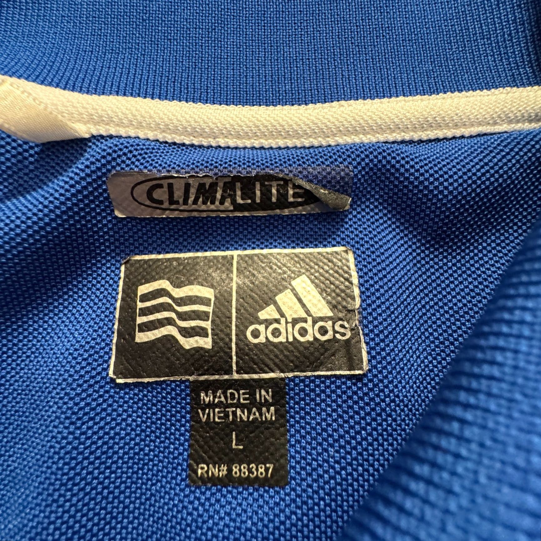 Adidas Adidas Polo Shirt Mens Large Blue Striped Short Sleeve Golf Performance Golfer Polo Size US L / EU 52-54 / 3 - 3 Thumbnail