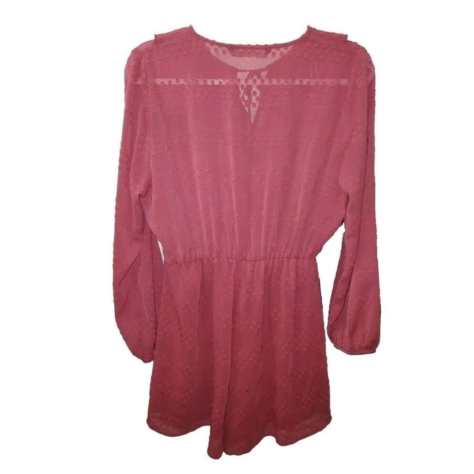 Zara Zara Swiss Dot Ruffle Romper Long Sleeve Dusty Rose Size 32" / US 10 / IT 46 - 4 Thumbnail
