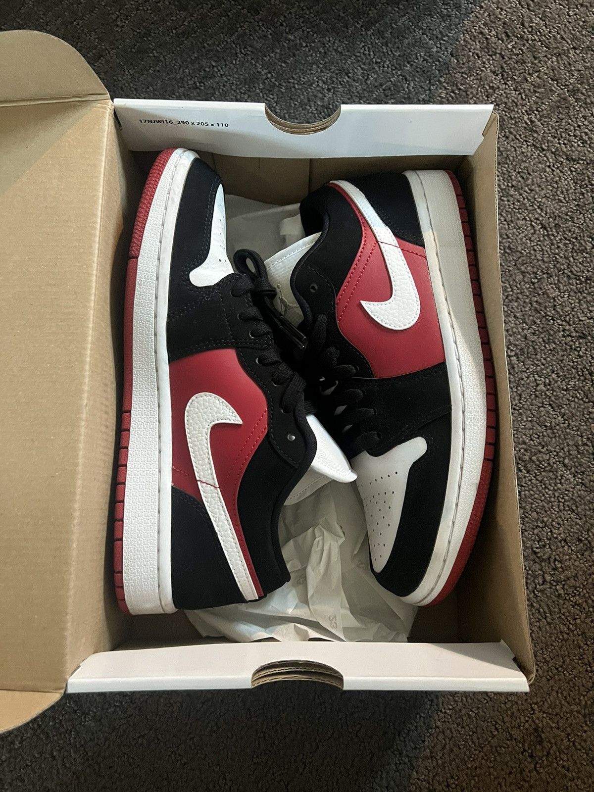 Jordan Brand × Nike AIR JORDAN 1 LOW BLACK WHITE GYM RED Size US 8 / IT 38 - 1 Thumbnail