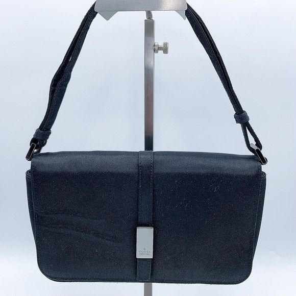 image of Gucci Satin Mini Flap Mini Handbag In Black, Women's