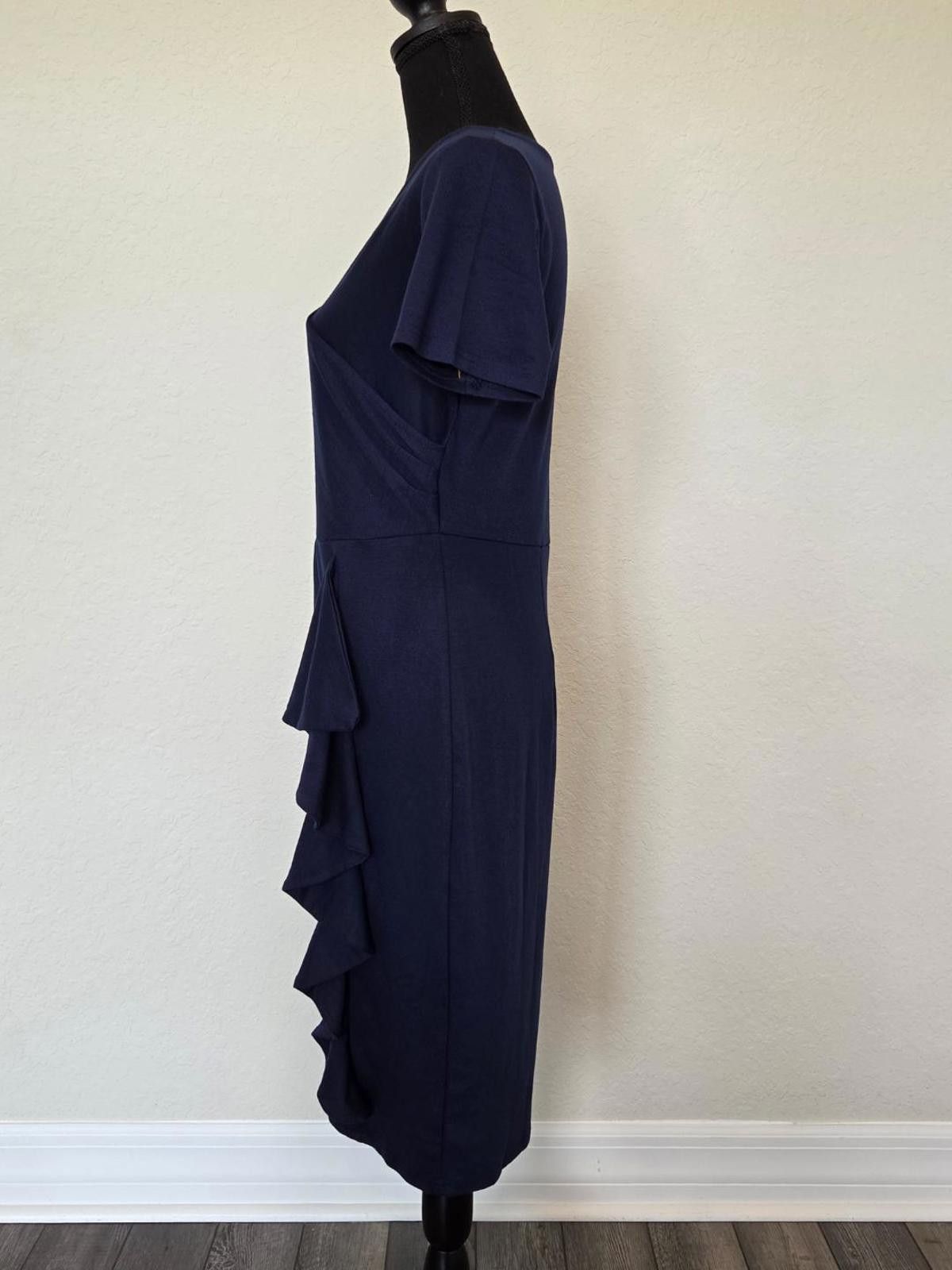 Designer Oxiuly Women's V Neck Slim Ruffle Hem Sheath Dress - NWT Size M / US 6-8 / IT 42-44 - 3 Thumbnail