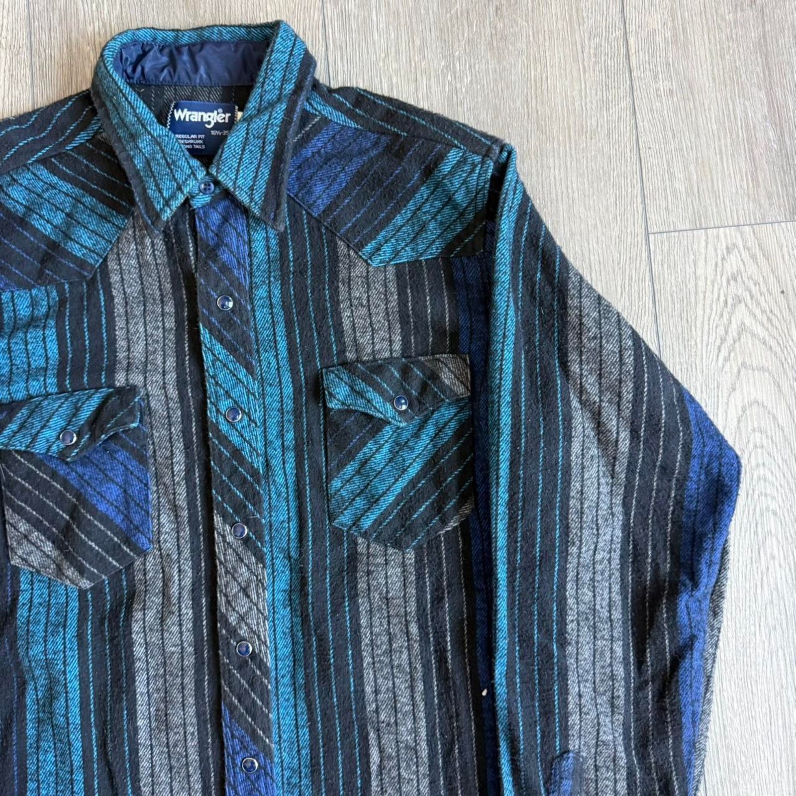 Wrangler Vintage 90s flannel wrangler pearl snap button up shirt Size US L / EU 52-54 / 3 - 3 Thumbnail