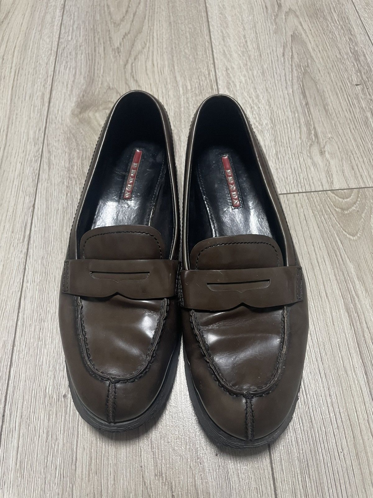Prada × Vintage Vintage 00s Prada Spazzolato Leather Penny Loafer 3d5575 Size US 8 / IT 38 - 2 Thumbnail