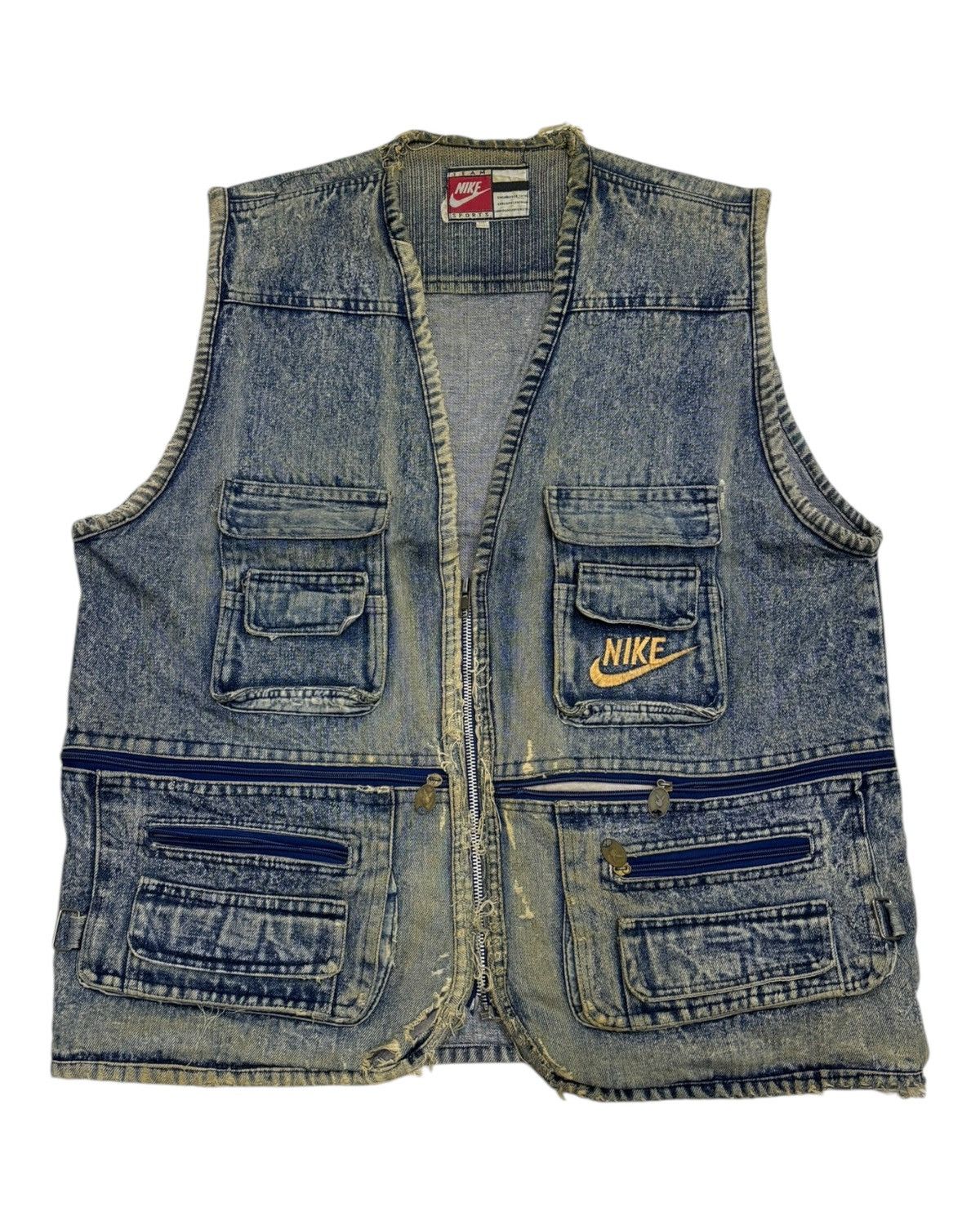 Vintage 🔥VINTAGE NIKE THRASHED DISTRESSED DENIM VEST JACKET Size US M / EU 48-50 / 2 - 3 Thumbnail