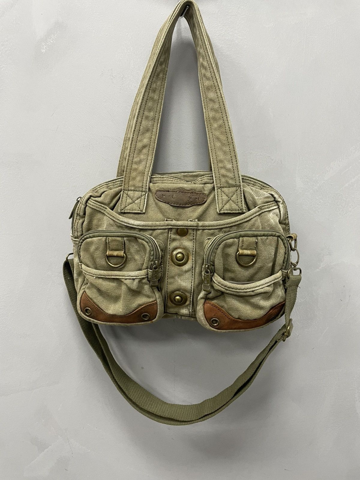Avant Garde x Diesel Vintage Distressed Messenger Sling Bag Multipocket Y2K in Green, Men's