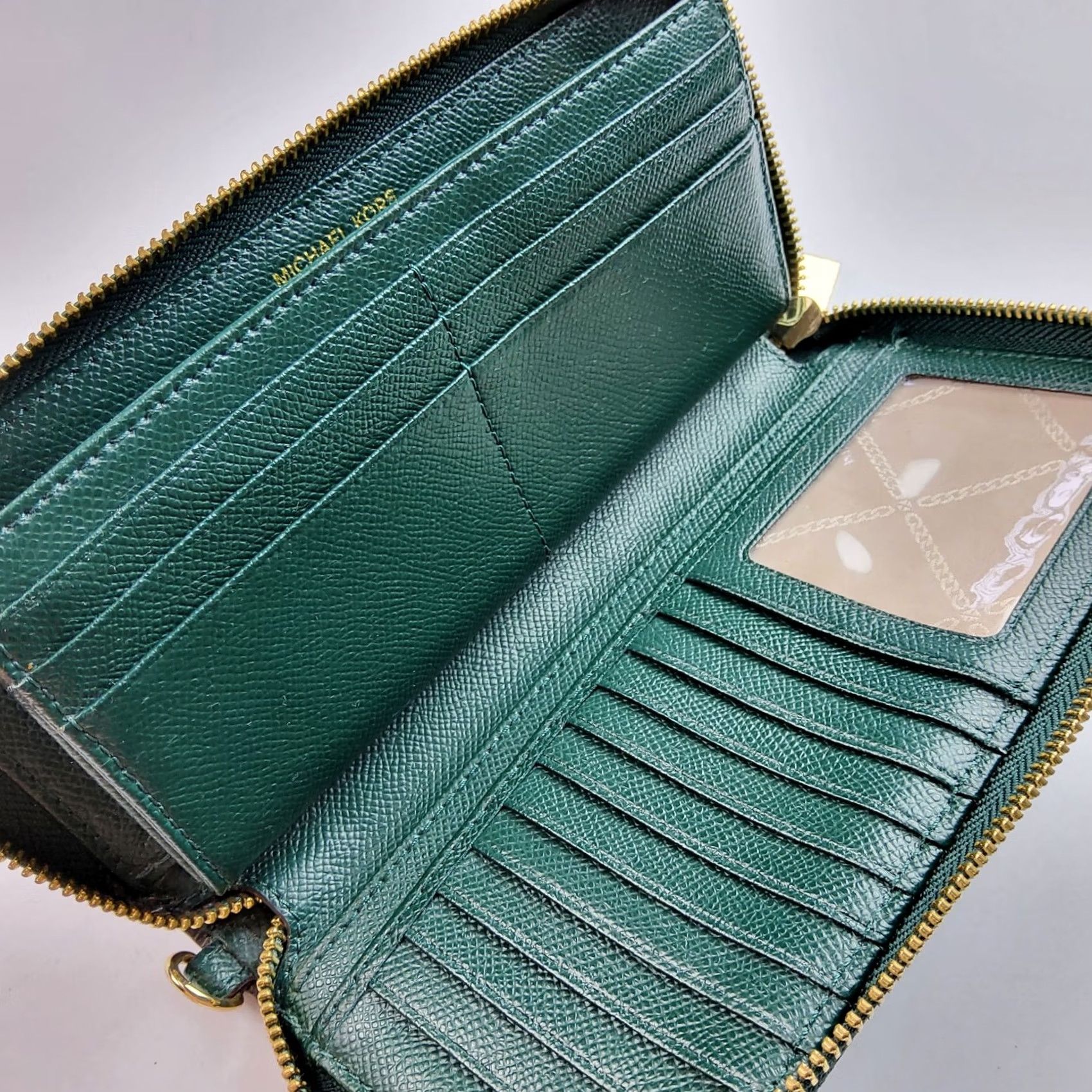 Michael Kors Michael Kors Womens Green Leather Zip Around Wallet Size ONE SIZE - 6 Thumbnail