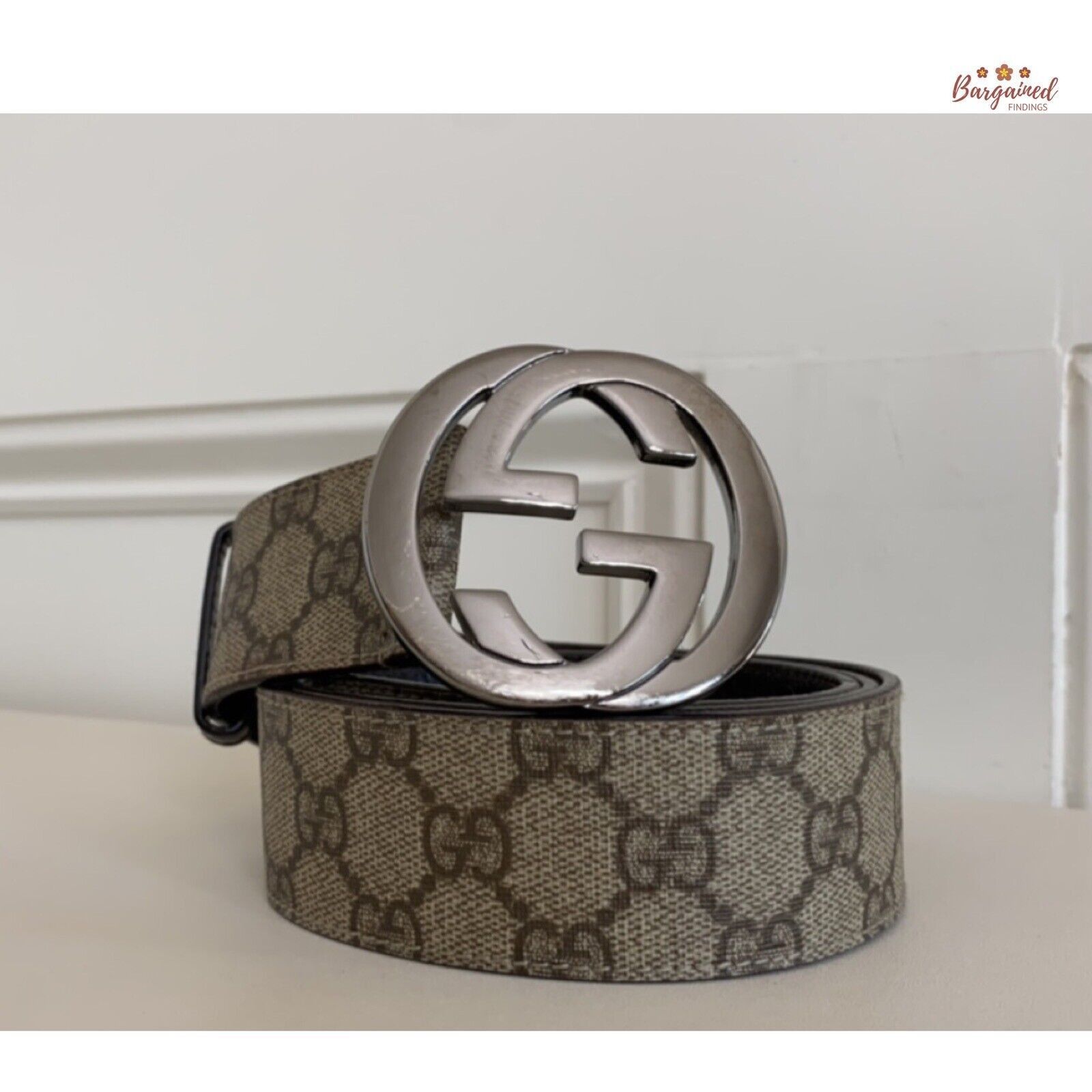 Gucci Gucci Brown GG Supreme Canvas Leather Silver G Buckle Size 34 - 1 Thumbnail