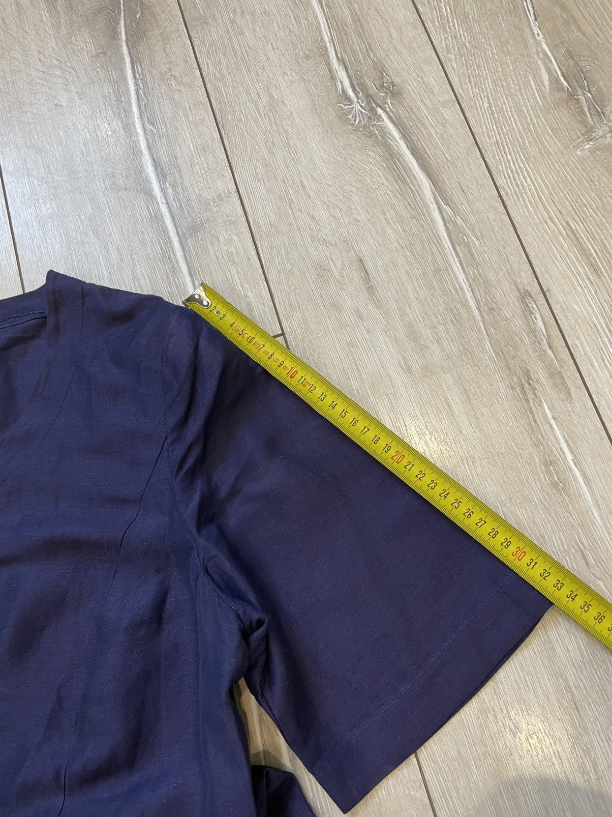 Marina Rinaldi Marina Rinaldi Women's Navy Long Linen Dress Size L / US 10 / IT 46 - 8 Thumbnail