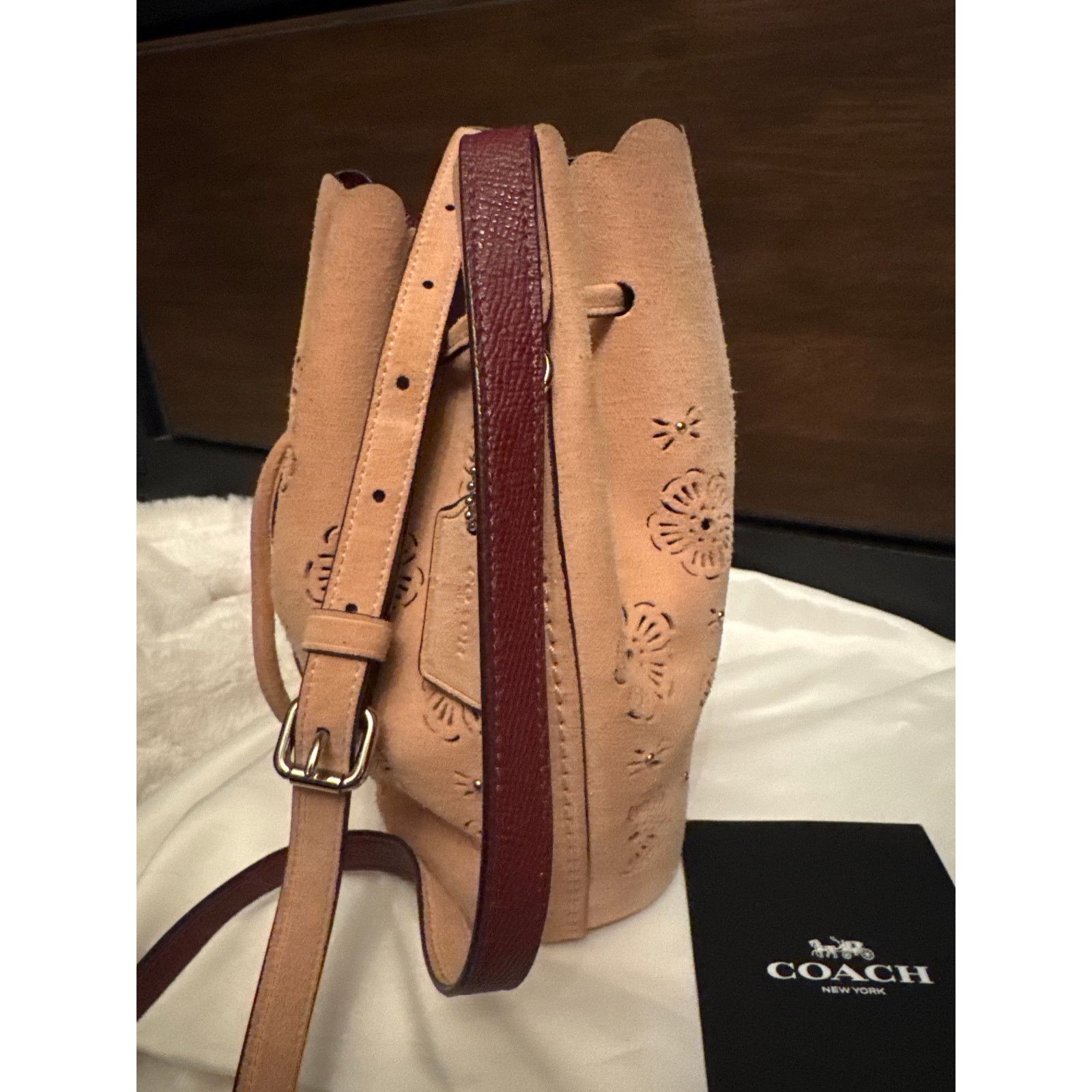 Coach Y2K Tea Rose Coach Suede Bucket Mini Bag Blush Size ONE SIZE - 7 Thumbnail